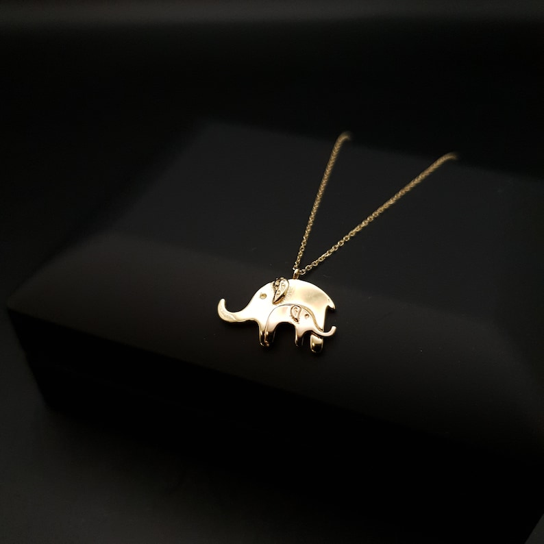 18k Real Gold Elephant necklace, 18k Elephant Pendants, Baby Elephant, gift for her, birthday gift, valentine gift, image 2