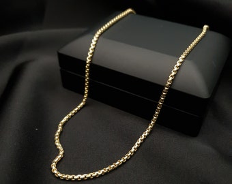 14K Real Gold Box Chain Necklace,  24inch-60cm Necklace, Box Chain,Gold Box Chain, Best gift for her, Birthday gift, nature lovers,