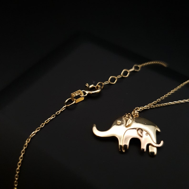 18k Real Gold Elephant necklace, 18k Elephant Pendants, Baby Elephant, gift for her, birthday gift, valentine gift, image 4