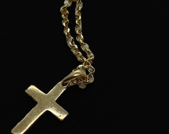 18k solid gold Cross Necklace, 18 inches ,1.5mm