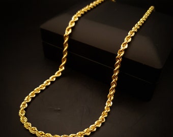 18K Solid Gold Rope Chain Necklace (2.3mm)