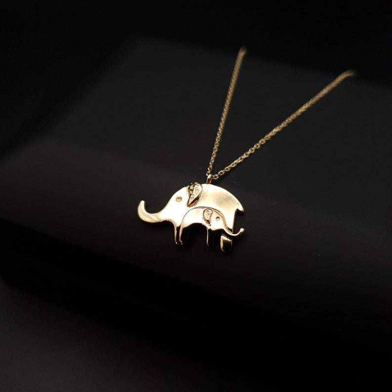 18k Real Gold Elephant necklace, 18k Elephant Pendants, Baby Elephant, gift for her, birthday gift, valentine gift, image 1