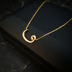 Collar con la letra Vav en oro real de 18 quilates, letra V en persa, colgante con la letra Vav, letra V en persa y árabe, el mejor regalo para ella, regalo de cumpleaños,