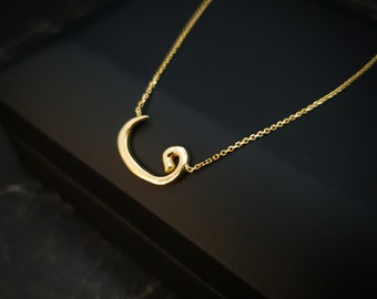 18K Real Gold Vav Letter Necklace, V Letter in Persian, Vav Letter Pendant, V letter in Persian & Arabic, Best gift for her, Birthday gift,