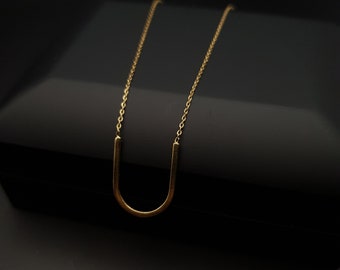 18K Gold U shape Neckless, Worldwide free shipping. 750 Certified/Stamped. Best birthday/anniversary gift