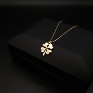 14K Real Gold Good luck necklace, Gold Clover necklace, Four leaf clover necklace, Lucky pendant necklace,Gift for Her, Birthday gift