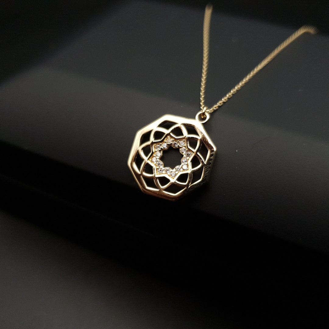 Buy 18k Gold Octagon Necklace: Chakra Pendant Online in India