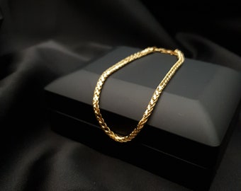 18k Real Gold Round Franco Bracelet Diamond Cut, 7.5 ",3 mm width, For Him, For Her, Birthday Gift, Franco bracelet, Unique Bracelet,