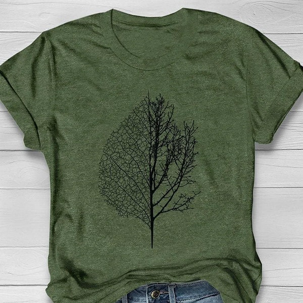 Leaf Graphic Shirt, Tree Forest Print Shirt, Forest Shirt, Leaf Shirt, Nature Shirt, Forest Graphic Tee, Leaf Print Shirt, Leaf Vintage Tee