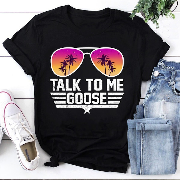 Talk To Me Goose T-Shirt, Top Gun Maverick Shirt, Tropical Sunglasses Unisex T-Shirt, Tropical Sunglasses Vintage Shirt, Summer Shirt