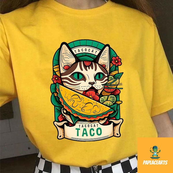 Tacocat T-Shirt, Funny Cinco De Mayo Shirt, Taco Cat Vintage Shirt, Funny Cat Lover Shirt, Mexican Fiesta Shirt, Taco Shirt, Cat Shirt