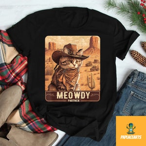 Retro Meowdy Country T-Shirt, Meowdy Cowboy Shirt, Cat Lover Vintage Shirt, Cat Unisex Shirt, Cat Lover Gift, Meowdy Shirt, Music Cat Shirt