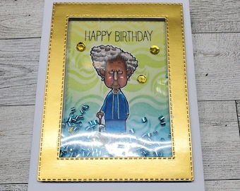 Funny birthday card, Black woman with gray hair birthday card, Old age bday card African American style, Cute bday card with old Black lady