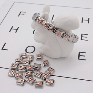 Rose Gold Letters A-Z Charm fits all Classic 9mm Italian Style Bracelet UK stock Bild 4