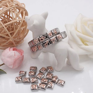 Rose Gold Letters A-Z Charm fits all Classic 9mm Italian Style Bracelet UK stock Bild 3