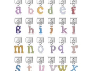 Dangle Letters A-Z Charm - fits all Classic 9mm Italian Style Bracelet charms - UK stock