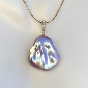 Genuine  Large Baroque Freshwater Pearl Necklace, 14k Gold plated Chain, Minimalist Classic  Necklace