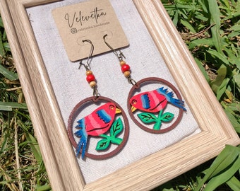 Hand-Painted Wooden Earrings - Vibrant and Feather-Light Summer Accessories