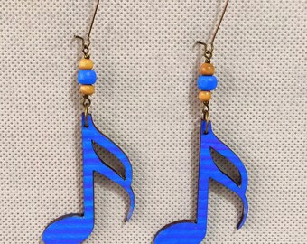 Pendientes Blue Notes pintados a mano