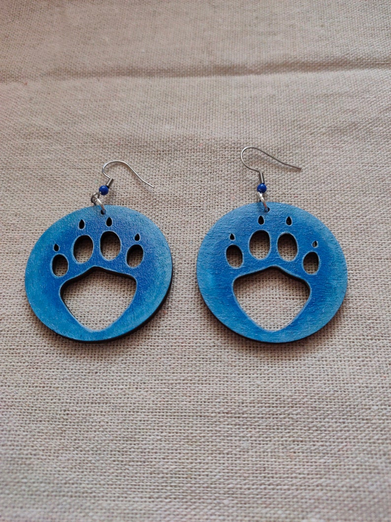 Cat's Paws, hand-painted wooden earrings cat paws earrings hand-painted jewelry catlover catlovers gift cats mom paws earrings image 7