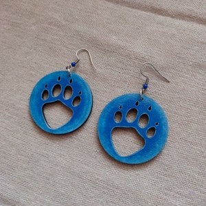 Cat's Paws, hand-painted wooden earrings cat paws earrings hand-painted jewelry catlover catlovers gift cats mom paws earrings image 3