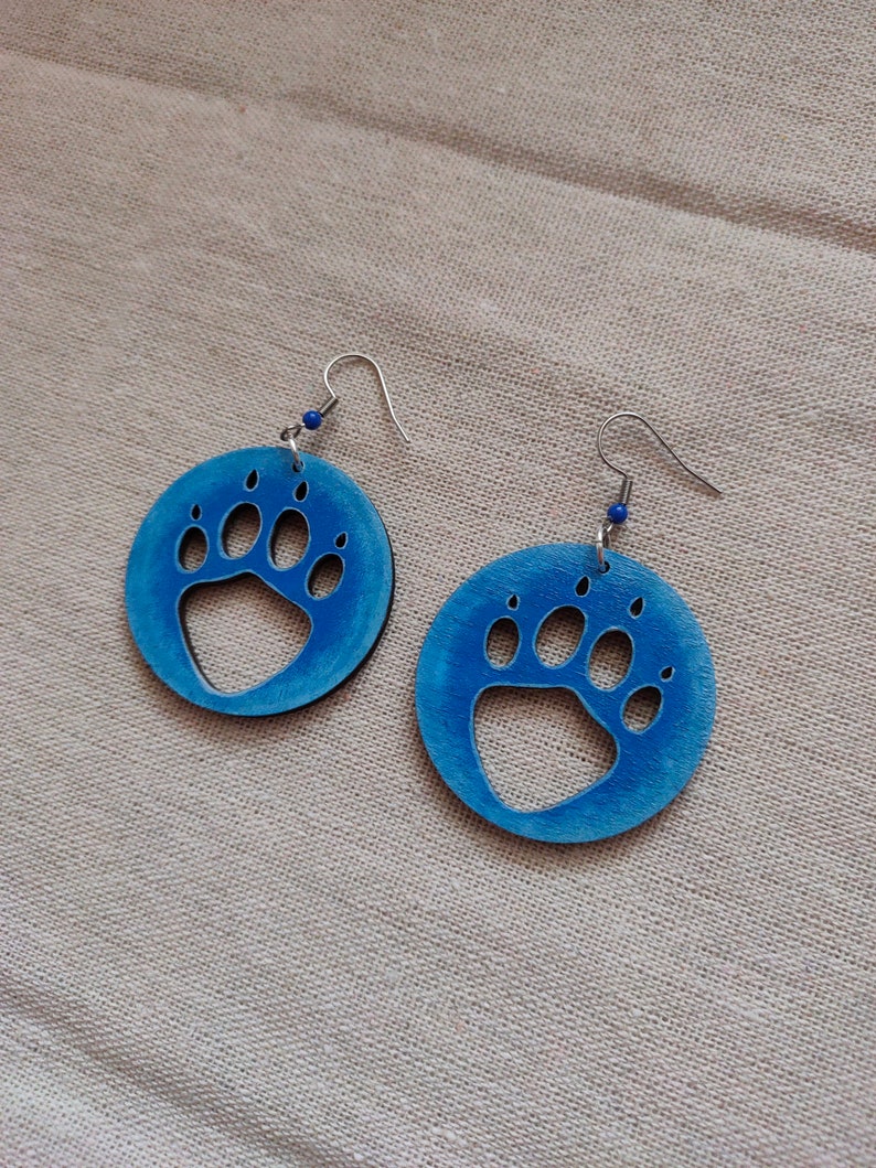 Cat's Paws, hand-painted wooden earrings cat paws earrings hand-painted jewelry catlover catlovers gift cats mom paws earrings image 3