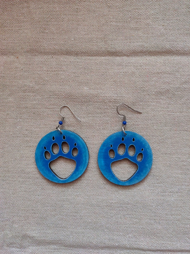Cat's Paws, hand-painted wooden earrings cat paws earrings hand-painted jewelry catlover catlovers gift cats mom paws earrings image 6
