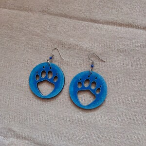 Cat's Paws, hand-painted wooden earrings cat paws earrings hand-painted jewelry catlover catlovers gift cats mom paws earrings image 4