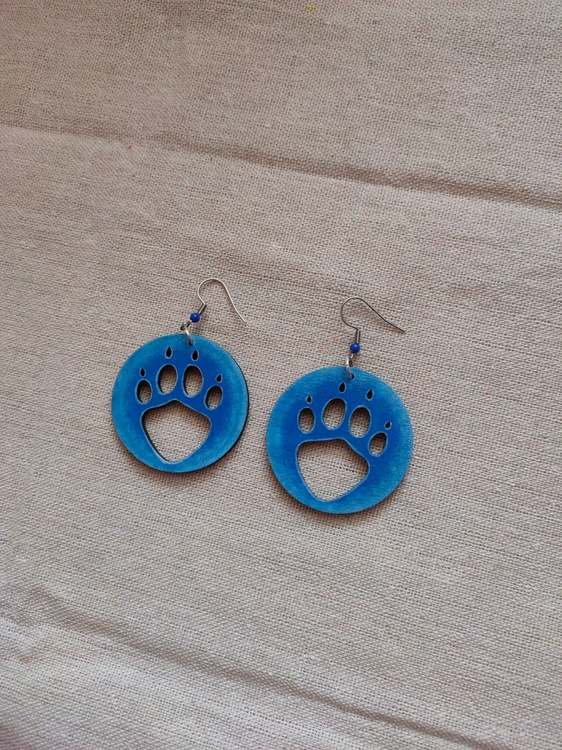 Cat's Paws, hand-painted wooden earrings cat paws earrings hand-painted jewelry catlover catlovers gift cats mom paws earrings image 4