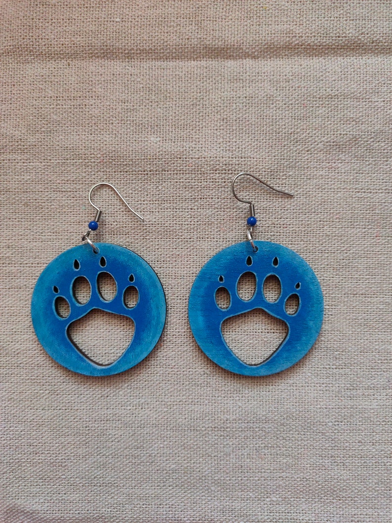 Cat's Paws, hand-painted wooden earrings cat paws earrings hand-painted jewelry catlover catlovers gift cats mom paws earrings image 10