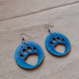 Cat's Paws, hand-painted wooden earrings cat paws earrings hand-painted jewelry catlover catlovers gift cats mom paws earrings image 8