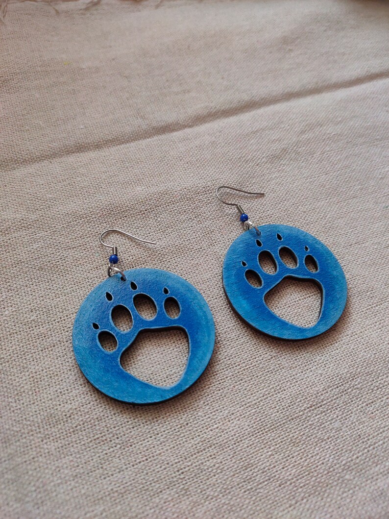 Cat's Paws, hand-painted wooden earrings cat paws earrings hand-painted jewelry catlover catlovers gift cats mom paws earrings image 8