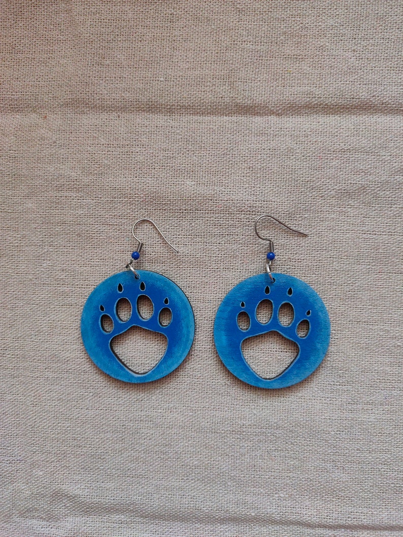 Cat's Paws, hand-painted wooden earrings cat paws earrings hand-painted jewelry catlover catlovers gift cats mom paws earrings image 5