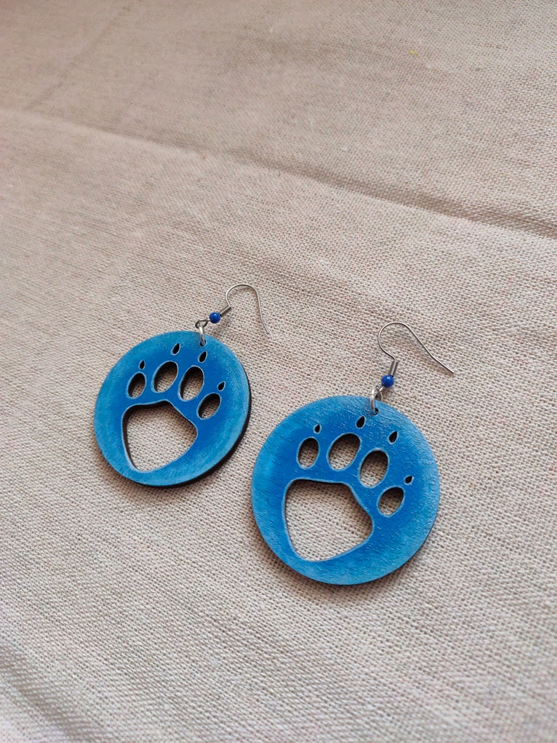 Cat's Paws, hand-painted wooden earrings cat paws earrings hand-painted jewelry catlover catlovers gift cats mom paws earrings image 9