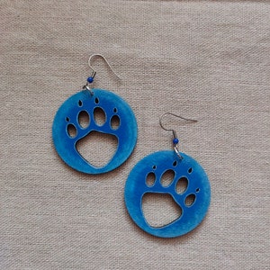 Cat's Paws, hand-painted wooden earrings cat paws earrings hand-painted jewelry catlover catlovers gift cats mom paws earrings image 2