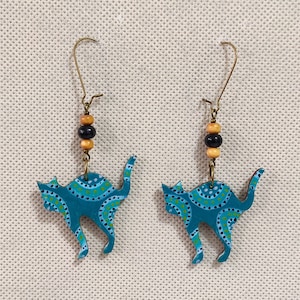 Pendientes Green Cats pintados a mano