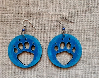 Cat's Paws, hand-painted wooden earrings | cat paws earrings | hand-painted jewelry | catlover | catlovers gift | cats mom | paws earrings