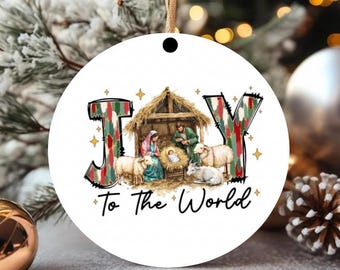 Joy To The World Ornament, Coquette Jesus Christmas Ornament, Baby Jesus Nativity Ornament, Oh Holy Night Christian Keepsake, Religious