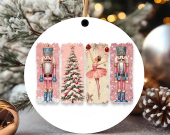 Retro Nutcracker Ornament, Preppy Christmas Ornament, Pink Nutcracker Ballet Ornament, Holiday Vibes Christmas Tree Keepsake Gift