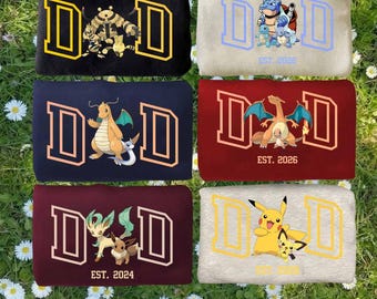 Camiseta personalizada de PokaDad, sudadera con personajes de anime personalizados, regalo del Día del Padre de anime, regalo de cumpleaños para papá, Pocket Beast