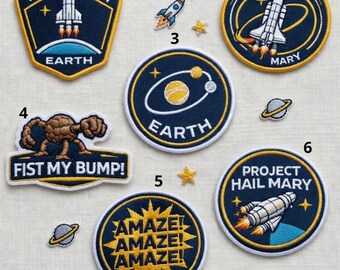 Project Hail Mary Embroidered Patch, Bookish Lovers, Ryland Grace Cosplay Iron On Hats Uniforms, Space Mission Sci-Fi Rocket, Gift For Fans