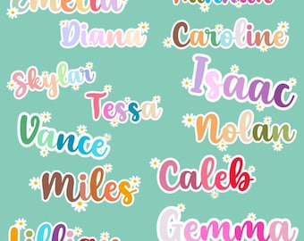 Personalized Daisy Floral Decal - Custom Name Die-Cut Vinyl Sticker for Water Bottles, Laptops, Gifts