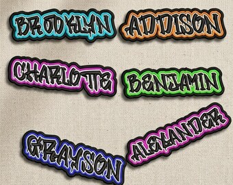 Custom Graffiti Name Patch – Personalized Embroidered Iron-On Patch, Street Art Style Name Badge, Sew-On Patch, Kids Name Tag, Backpack