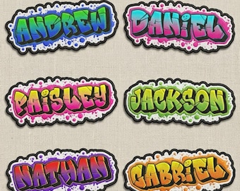 Custom Graffiti Name Patch – Personalized Embroidered Iron-On Patch, Street Style Name Badge, Sew-On Patch, Kids Name Tag, Backpack Clothing
