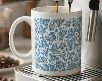 Floral Penis Mug Hidden Penis Cup, Funny Adult Humor Sexy Coffee Mug, Naughty but Classy Gag Gift for Her Bestie Wife Coworker 11oz/15oz