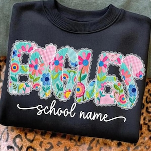 Custom School Mascot Shirt, Bright Patchwork Coquette T-Shirt, Retro Floral Lace Spirit Tee, Cottagecore Back To School Graphic Top