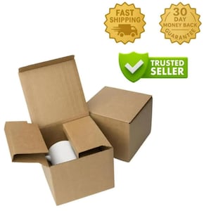 Puede incluir: Una taza de cer&aacute;mica blanca dentro de una caja de cart&oacute;n marr&oacute;n, con la caja abierta. La caja est&aacute; dise&ntilde;ada para proteger la taza durante el env&iacute;o. La imagen tambi&eacute;n incluye una insignia de "Env&iacute;o r&aacute;pido" y "Vendedor de confianza".