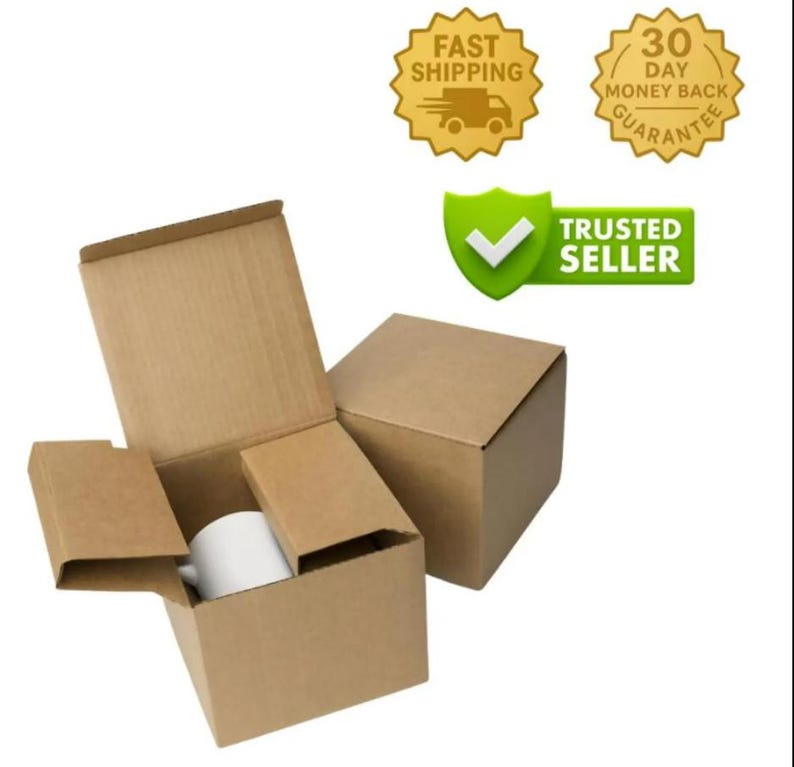 Puede incluir: Una taza de cer&aacute;mica blanca dentro de una caja de cart&oacute;n marr&oacute;n, con la caja abierta. La caja est&aacute; dise&ntilde;ada para proteger la taza durante el env&iacute;o. La imagen tambi&eacute;n incluye una insignia de "Env&iacute;o r&aacute;pido" y "Vendedor de confianza".