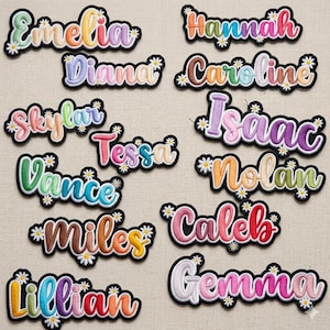 Custom Name Daisy Floral Patch: Personalized Waterproof Vinyl Patch