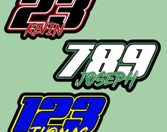 Custom Race Sticker Personalized Racing Name Number Text Car Decal Waterproof Die-Cut Vinyl Stickers for Dirt Bike Plate BMX Car Truck